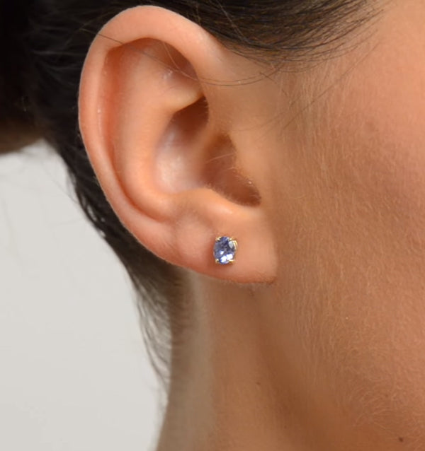 Tanzanite 5 x 4mm 9K Yellow Gold Earrings